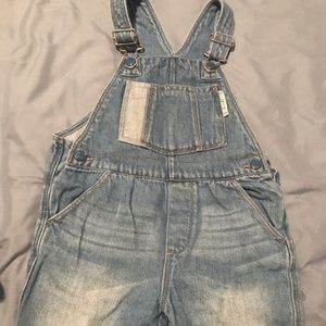 Denim overall shorts